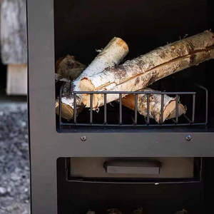 Moderna Chimenea Rettangolare in Metallo Nero con Camino Alto <span class=keywords><strong>e</strong></span> Vano Porta Legna per Esterni, Giardino <span class=keywords><strong>e</strong></span> Cortile - Braciere in Ferro - Product Image 5
