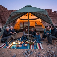 Pour la vente en gros : Tente de camping pliable imperméable en tissu Oxford (plus de 3000 mm) avec impression de motifs, utilisable comme abri de pluie ou bâche.