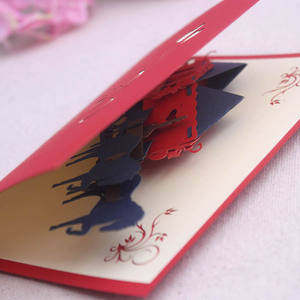 Carte de vœux personnalisée de luxe <span class=keywords><strong>d</strong></span>écoupée au laser pour la Saint-Valentin, carte cadeau, invitations de mariage, carte pop-up 3D en forme de calèche - Product Image 6