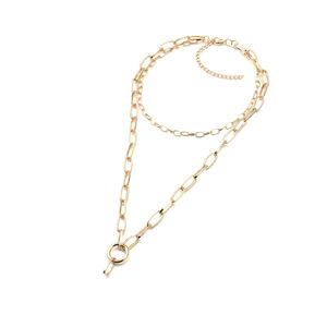 Collar de Aleación de Zinc con Líneas Circulares Geométricas, Color Plata y Oro, Unisex, para Fiestas, Cadena con Colgante de Moda - Product Image 4