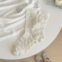 Chaussettes en maille douce tricotée style vintage, confortables et respirantes, avec logo discret, pour usage quotidien féminin – Vente en gros directe usine