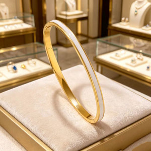 Fashion Wholesale Luxe Luxury Stainless Steel 18K PVD Gold Plated Enamel <b>Bangle</b> <b>Bracelet</b> for Women - Product Image 6