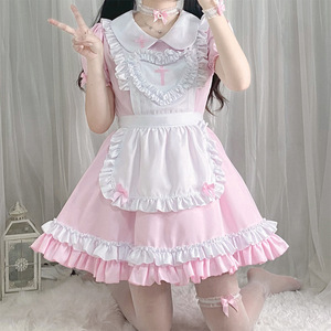Tenue de demoiselle d'honneur d'anime japonais, robe rose et blanche avec tablier, costume de cosplay, uniforme de jeu de rôle, tailles S à 5XL - Product Image 1