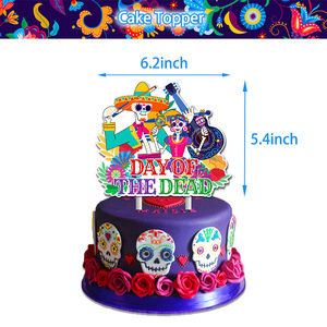 Decoraciones para la fiesta del Día de Muertos DAMAI, globos con calaveras, pancarta colorida, juego de adornos para pasteles - Product Image 2
