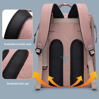 Sac à Dos à Langer Personnalisé et Imperméable avec Port de Recharge USB, Lit Bébé Pliable Pare-Soleil et Station de Change