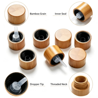 Bouchon à vis en bambou naturel avec insert compte-gouttes, couvercle écologique pour flacons d'huiles essentielles et de sérums, tailles 18 mm disponibles
