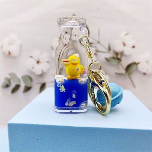 Custom Acrylic Milk Tea Bottle Liquid <b>Floating</b> Keychain <b>Bubble</b> Boba Yellow Duck Animal KeyChains - Product Image 3