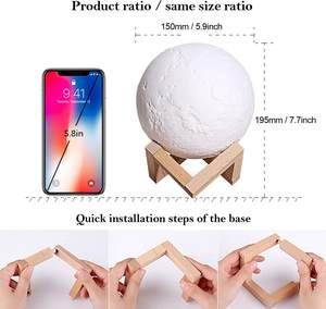 Luz led nocturna de 15CM y 16 colores, Control remoto de música, táctil, 3D, <span class=keywords><strong>Luna</strong></span>, con Bluetooth, gran oferta, 2022 - Product Image 6