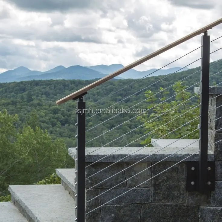 Outdoor Modern Black Handrail Post Wire Railing Project Solution Handrail Cable Railing System Balustrade Fittings Handrail Post