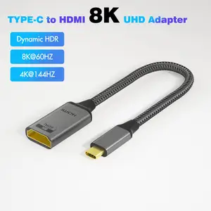 Justlink adaptor kabel HDMI Tipe c ke HDMI, aksesori komputer adaptor Video 8K kabel HDMI 8K60Hz 4K144Hz USB C 3.1 ke HDMI V2.1