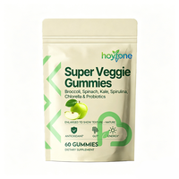 Gummies Super Greens Personnalisées OEM avec Probiotiques pour la Santé Intestinale et le Soutien Immunitaire, Supplément Super Alimentaire Antioxydant à base de Spiruline et Chlorelle