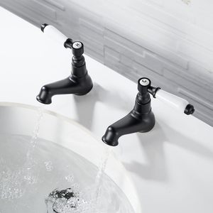 Vòi nước nóng và lạnh Vanity vòi nước lưu vực truyền thống cặp Vòi chậu đơn xử lý lỗ duy nhất Matt vòi Đen - Product Image 2