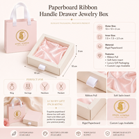 Boîte à bijoux écologique personnalisée avec logo, tiroir coulissant, poignée en ruban, sac cadeau, emballage pour bijoux, collier, bague
