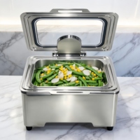 Réchaud de buffet carré en verre 304, design moderne, pour mariages et réceptions, équipement de restauration haut de gamme pour maintien au chaud des aliments