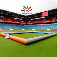 Terrain de football gonflable portable HUAAOTOYS 15x10M, qualité commerciale, PVC certifié CE, protection UV, ignifuge, pour les sports scolaires
