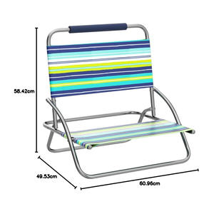 بيع بالجملة كرسي شاطئ خفيف الوزن مخصص قابل للنقل للتخييم في الهواء الطلق كرسي شاطئ معدني قابل للطي منخفض الظهر - Product Image 2