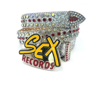 Nuova <span class=keywords><strong>Cintura</strong></span> Western <span class=keywords><strong>con</strong></span> Diamanti, Fibbia a Placca dal Design Sexy <span class=keywords><strong>con</strong></span> Scintillanti Strass di Cristallo in Pelle PU Glitterata Stile Y2K - Product Image 3