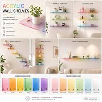 Estante Flotante en Forma de U de Acrílico Sólido Personalizado, Impresión UV, Estante Invisible para Pared, Decoración para Cuarto de Niños o Sala de Estar