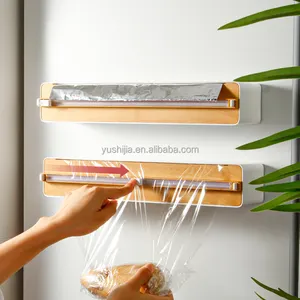 YUSHIJIA 현대 디자인 자기 벽 마운트 집착 랩 디스펜서 커터 식품 랩 분배 랩, 수축 호일 플라스틱