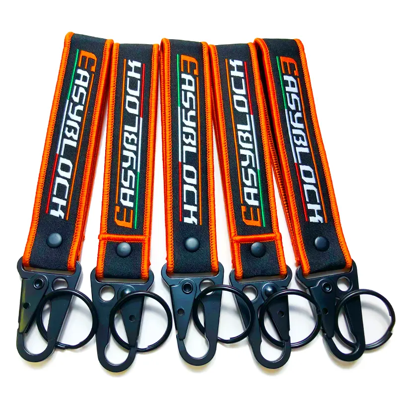 Groothandel Fabrikant Custom Merk Geborduurd Logo Karabijnhaak Sleutelhanger Lanyard Polsband Sleutelhangers Korte Lanyards