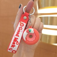 Porte-clés mousqueton en PVC 3D personnalisé en forme de donut, durable, étanche, léger, breloque de sac de dessin animé, cadeau promotionnel