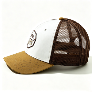 Custom Embroidery ACE Trucker <b>Hat</b> Two Tone White Brown Mesh Back Trucker <b>Cap</b> Outdoor Sports Adjustable Snapback Truck <b>Hat</b> - Product Image 5