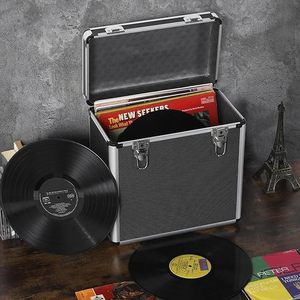 Estuche de vinilo para almacenar 50 LP para <span class=keywords><strong>DJ</strong></span> y discos, negro, Estuche de discos portátil Caja de almacenamiento de discos de vinilo - Product Image 5