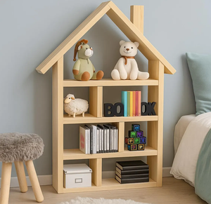 Estantería en Forma <span class=keywords><strong>de</strong></span> <span class=keywords><strong>Casa</strong></span> para Libros y Juguetes, Organizador <span class=keywords><strong>de</strong></span> Almacenamiento Montessori, Estantería <span class=keywords><strong>de</strong></span> Madera para Niños, <span class=keywords><strong>Casa</strong></span> <span class=keywords><strong>de</strong></span> Muñecas - Product Image 4