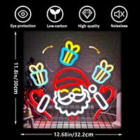 Décorations de Noël pour la maison et les fêtes Neonawall, enseigne au néon LED dimmable Père Noël avec cadeaux et cœurs pour la décoration de la maison et des fêtes