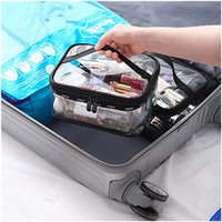 Trousse de Toilette Imperméable en PVC avec Fermeture Éclair, Grande Trousse de Voyage pour Maquillage, Personnalisable, Noire Transparente, Capacité 3-6L, Idéale pour l'Aéroport