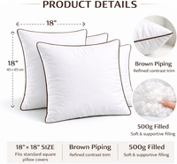 Coussin carré moderne uni avec passepoil contrastant, garnitures en coton 233TC pour lit, canapé, cou, vente en gros OEM