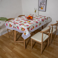 Nappe carrée en PVC imperméable à imprimé floral et dentelle, gaufrée, pour la maison, les fêtes, les mariages et les banquets