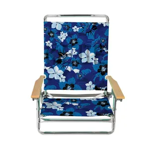 带杯架的易折叠实木扶手轻质便携式铝制休闲野餐椅