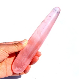 天然ローズクォーツヒーリングクリスタルマッサージワンドディルド - Product Image 3