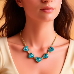 Collar de Corazón de Cristal, Acero Inoxidable 316L, Chapado en Oro PVD, Joyería Sostenible y Resistente para Mujer - Product Image 3