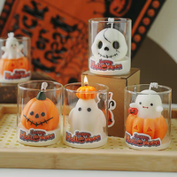 Coffret cadeau de bougies parfumées artisanales fantôme et citrouille pour décoration d'Halloween effrayante