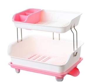 Wholesale Kitchen Dish drainer Rack Two Layer Plastic Dish Rack