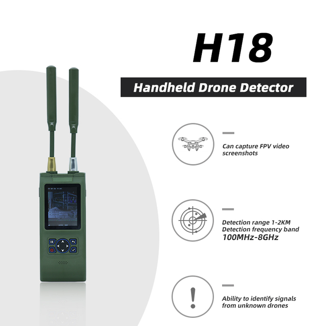 Portable 100M-8000MHz Drone Detector 2KM Long Range Handheld FPV Capture UAV Drone Detector
