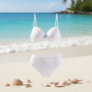 Set bikini bianco da donna Buonic taglia 42 44 46 48 Costumi da bagno Beachwear - Product Image 3