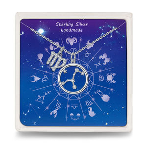 Collar de Plata de Ley S925 Simple y Elegante con Signo del Zodiaco y Número, Libra - Product Image 3