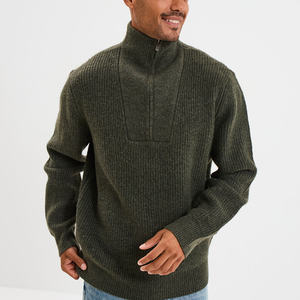 Pull polyvalent pour homme à col camionneur côtelé et rayé, respirant, fabriqué en mélange de polyester de qualité supérieure, confort tout au long de la journée, style décontracté raffiné - Product Image 2