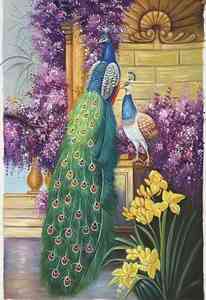 Quadro Astratto Dipinto a Olio Moderno Decorazione Casa Grande Dipinto di <span class=keywords><strong>Pavone</strong></span> Fatto a Mano su Tela - Product Image 2