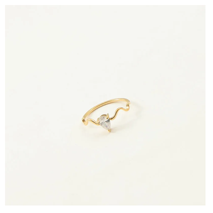 ขายดีแหวนทองชุบ18K สำหรับผู้หญิงเพทายรูปหยดน้ำตาเครื่องประดับกันน้ำ - Product Image 2