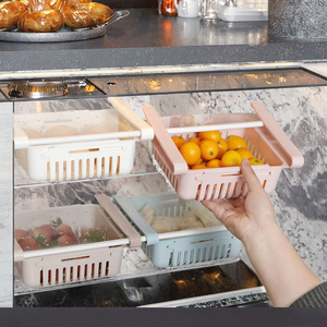 Caja de almacenamiento para congelador, divisor de cajón con estante telescópico retráctil, refrigerador, cesta de huevos para cocina, almacenamiento de alimentos - Product Image 3