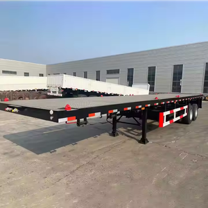 Transport de conteneurs de 40 pieds sur remorque à plateau plat à 3 essieux, prix de la semi-remorque à plateau plat - Product Image 2