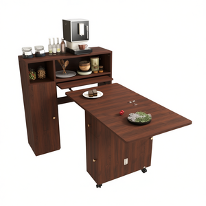 Multifunctional Folding Dining <b>Table</b> L Shape Wood Storage Small Apartment Living Modern Design 4 Seater - Product Image 1