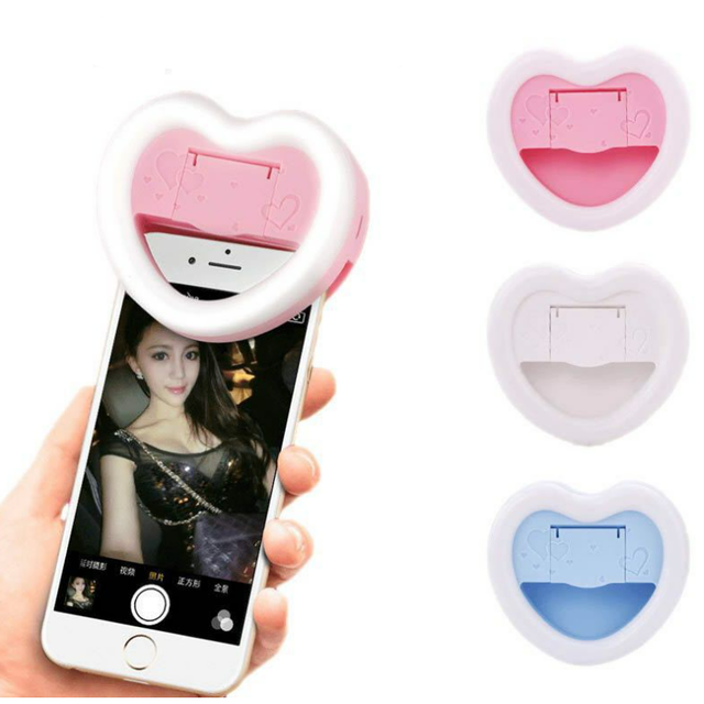 Heart Shape Star Shape Rechargeable LED Selfie Ring Light for Eyelash Extension Makeup Beauty Photograph