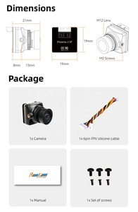 Caméra RunCam Phoenix 2 SPV4 DC 5-36V Ratio d'écran 4:3/16:9 7.5g 19*19*21mm Vision nocturne - Product Image 6