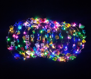 إكسسوارات شعر رائجة البيع متوهجة يونيكورن موضوع حفلة فتاة تيجان زهرة ليد سلسلة ضوء زهرة عقال - Product Image 2