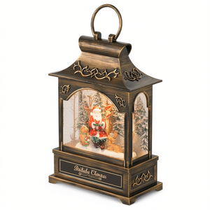 Christmas <b>Musical</b> <b>Snow</b> <b>Globe</b> Decorative Lantern With Santa And Reindeer Scene For Holiday Lighting - Product Image 1